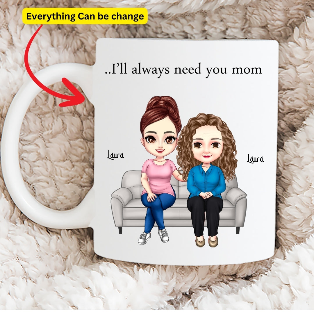 Personalized "I'll Always Need You, Mom" Mug - Heartfelt Gift for Mom