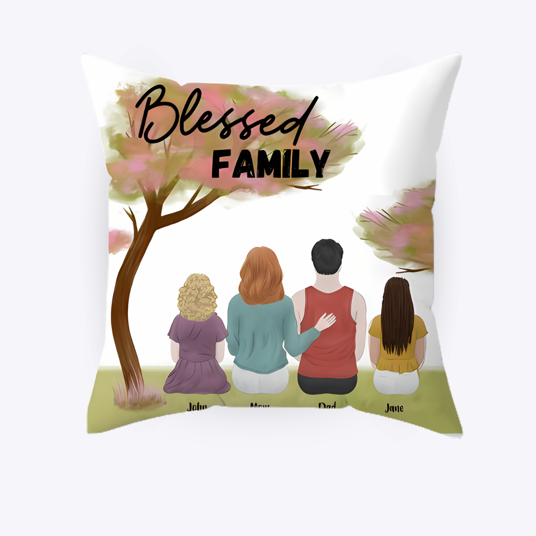 Customizable Blessed Family Pillow - Cozy Gift for Families